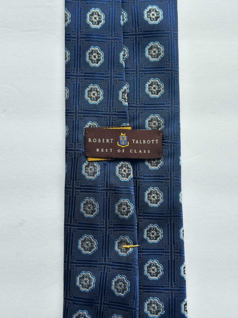 Robert Talbott Navy and Light Blue Medallion 100% Silk Tie Made in Italy